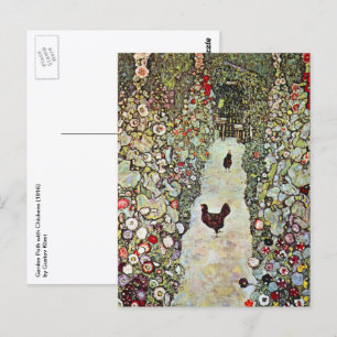 Carte Postale Allée de jardin avec poules, Gustav Klimt, Art nou