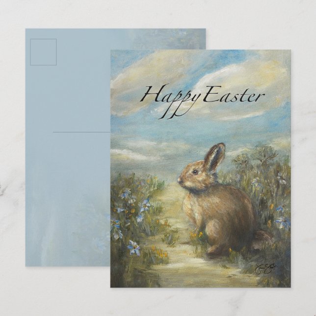 Carte Postale Allée lapin PÂQUES (Devant / Derrière)