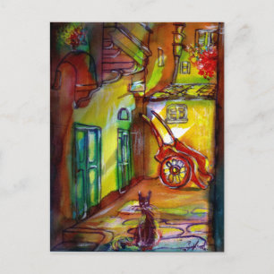 CARTE POSTALE ALLÉE MÉDIÉVALE EN NUIT À FLORENCE