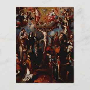 Carte Postale Allégorie de la Crucifixion avec des saints jésuit