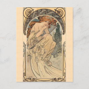 Carte Postale Allégorie de la musique par Alphonse Mucha