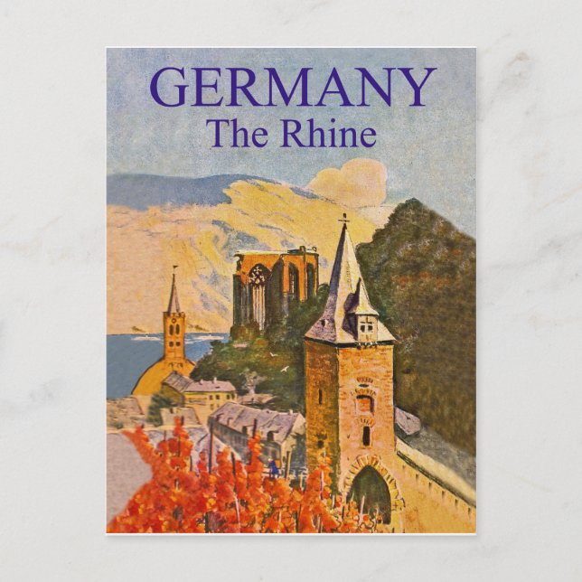 Carte Postale Allemagne, le Rhin, forteresse médiévale, vintage (Devant)