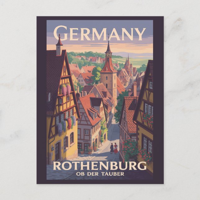 Carte Postale Allemagne Rothenburg ob der Tauber Illustration Ar (Devant)