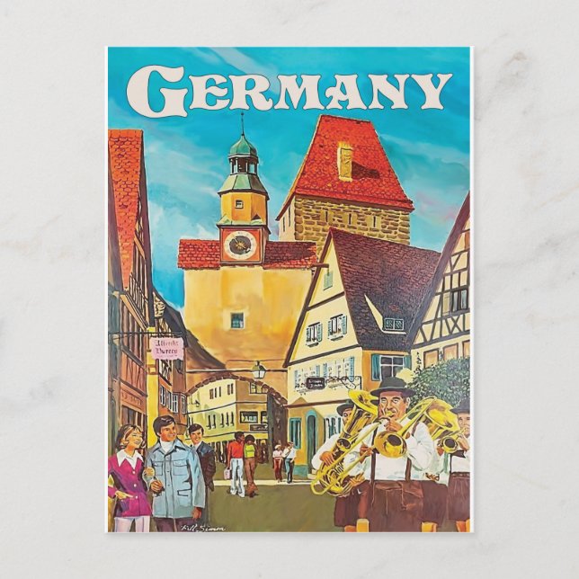 Carte Postale Allemagne, trompettes sur le centre ville. (Devant)