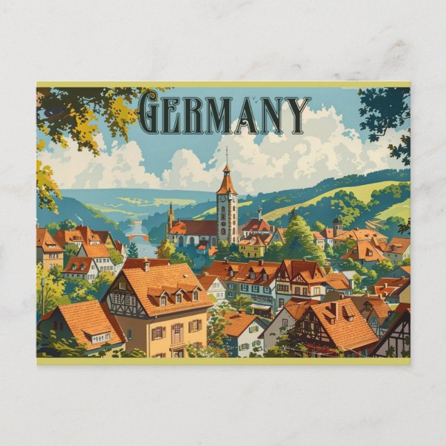 Carte Postale Allemagne Vintage Allemagne Ville Retro Travel (Devant)