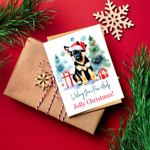 Carte Postale Allemand Shepherd Salutations de Noël pour les chi