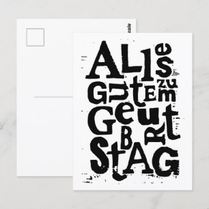 Carte postale allemande "Joyeux anniversaire" Lino