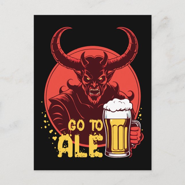 Carte Postale Aller À Ale - Satan Boire Bière (Devant)
