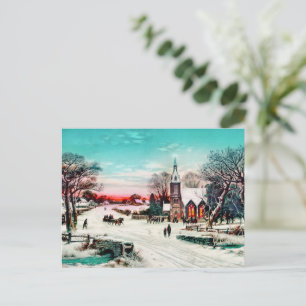 Carte Postale Aller à l'église, la veille de Noël par J. Hoover 