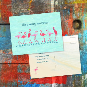 Carte Postale Aller au Flamant rose Tropics Amis Nouvelle adress