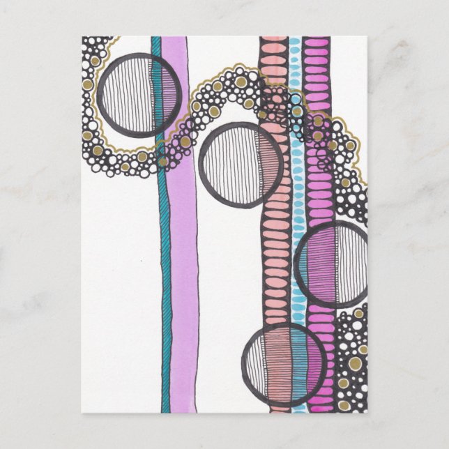 Carte Postale Aller avec le flux, girly abstraite aquarelle, (Devant)