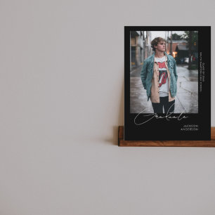 Carte Postale Aller en solo photo Black Graduation Faire-part