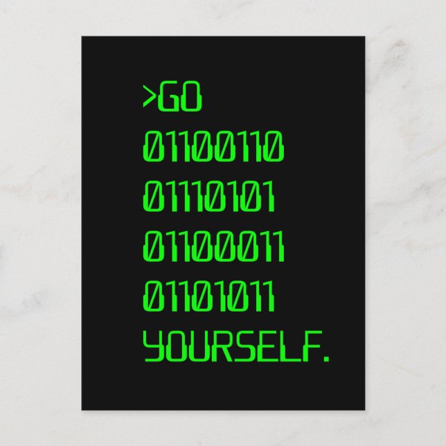 Carte Postale Aller ( Mot Malédiction Binaire ) Vous-même (Devant)