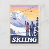 Aller skier Vintage Imprimer