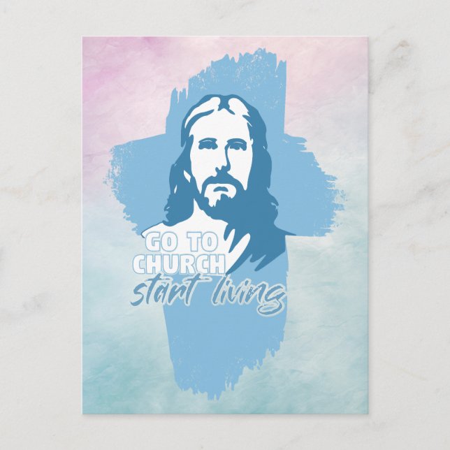 Carte Postale Allez À L'Église... ! Jésus-Christ. Christian Prea (Devant)