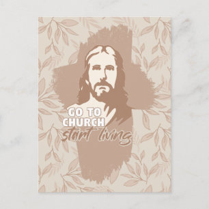 Carte Postale Allez À L'Église... ! Jésus-Christ. Christian Prea