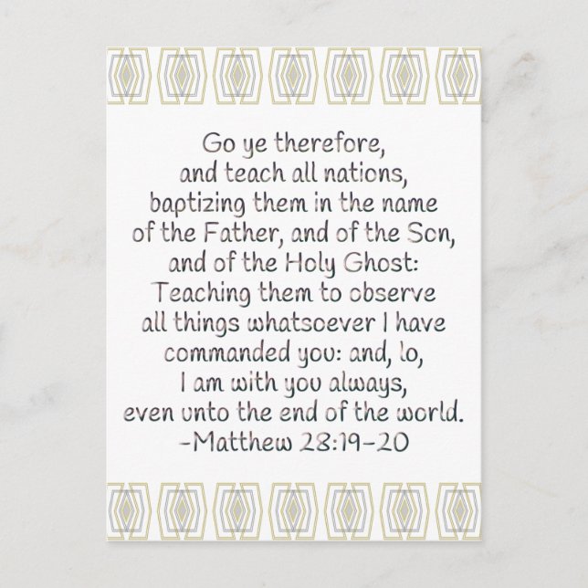 Carte Postale Allez donc et apprenez à toutes les nations (Devant)