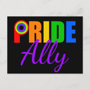 Carte Postale Alliance arc-en-ciel gay pride Ally LGBTQ