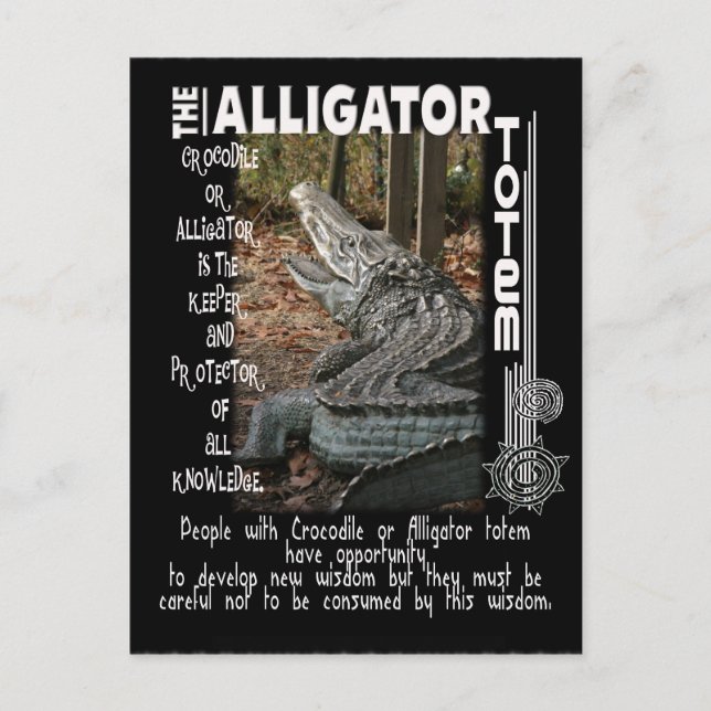 CARTE POSTALE ALLIGATOR / CROCODILE TOTEM (Devant)