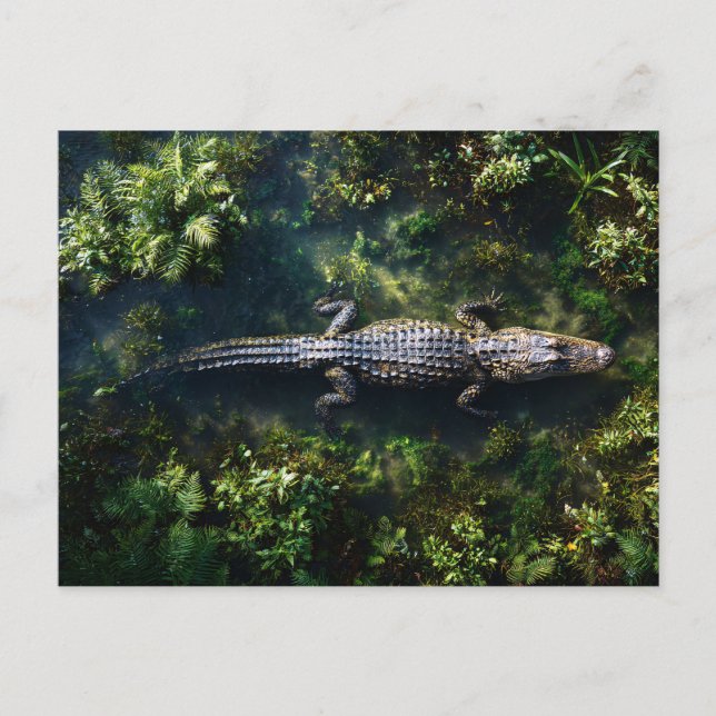 Carte Postale Alligator dans les eaux peu profondes des zones hu (Devant)