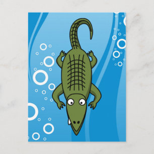 Carte Postale Alligator de dessin mignon avec Arrière - plan d'e