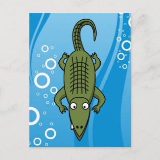 Carte Postale Alligator de dessin mignon avec Arrière - plan d'e