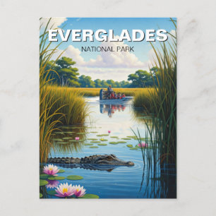 Carte Postale Alligator et Airboat Parc national des Everglades