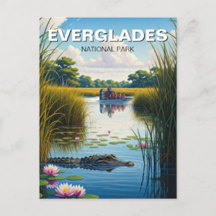 Carte Postale Alligator et Airboat Parc national des Everglades