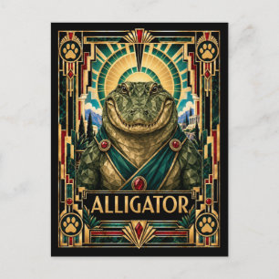 Carte Postale Alligator, faune Art déco