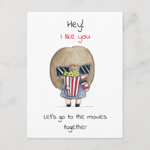 Carte Postale Allons ensemble au cinéma / Chibi