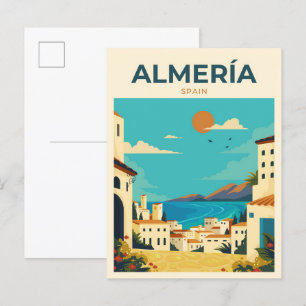 Carte Postale Almeria Espagne Illustration Vintage Voyage