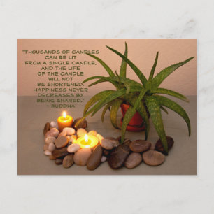 Carte Postale Aloe, bougies et galets   Citation de bonheur
