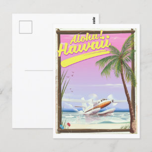 Carte Postale Aloha ! Affiche de voyage de style vintage Hawaï s
