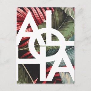 Carte Postale Aloha Blanc Carré Palm Rouge