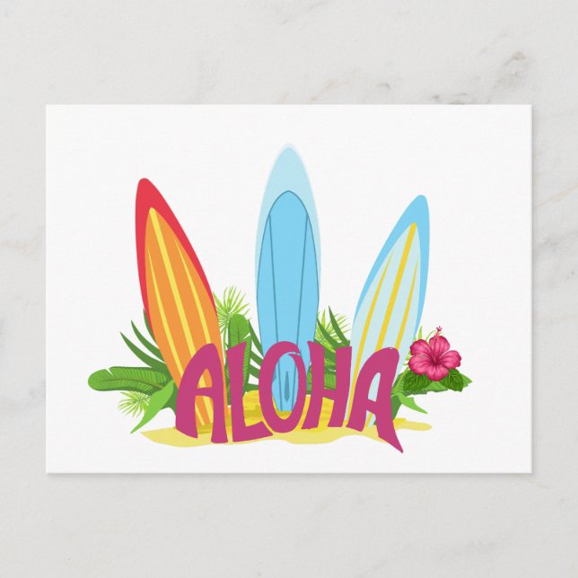Carte Postale Aloha Cool Surf Boars sur la plage (Devant)