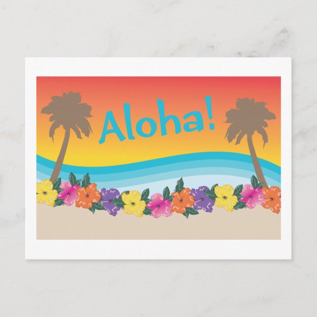 Carte Postale Aloha ! Coucher de soleil tropical hawaïen (Devant)