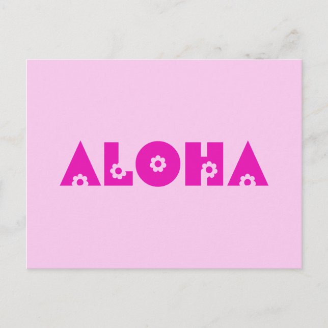Carte Postale Aloha en rose (Devant)