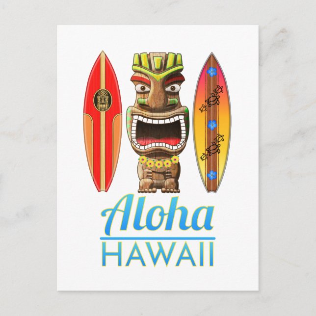 Carte Postale Aloha Hawaii Hawaii Tiki Surf (Devant)