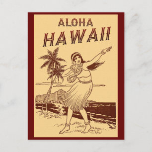 Carte Postale Aloha Hawaii Hula Girl
