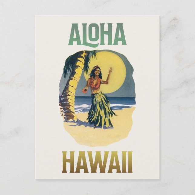 Carte postale Aloha Hawaii Vintage Hula Girl (Devant)