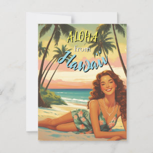 Carte Postale Aloha Hawaiian Travel Style vintage de Hawaii