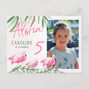 Carte Postale Aloha laisse flamingle tropical PHOTO fête d'anniv