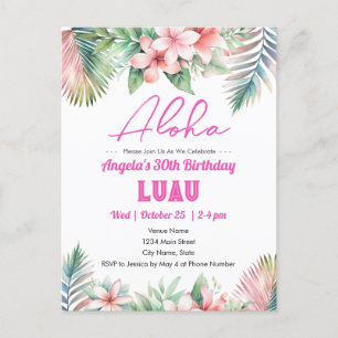 Carte Postale Aloha Luau Tropical Adulte Anniversaire