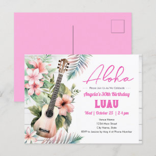 Carte Postale Aloha Luau ukulele Adulte Anniversaire