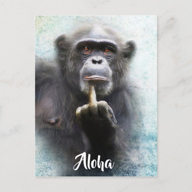 Carte Postale Aloha Salute de doigt moyen drôle Ape Ape offensiv (Devant)