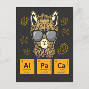 Carte Postale Alpaca - chimie des éléments de table périodique