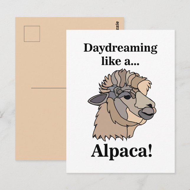 Carte Postale Alpaca Lama Animal Drôle (Devant / Derrière)