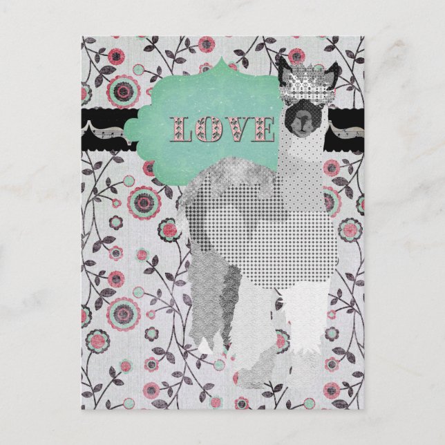 Carte postale Alpaca Love Floral (Devant)