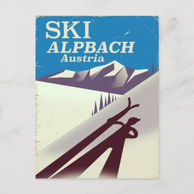 Carte Postale Alpbach affiche autrichienne des voyages de ski (Devant)