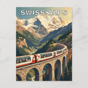 Carte Postale Alpes suisses Suisse Voyage Train Vintage